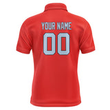 Custom Orange Red Light Blue Short-Sleeve Polo Shirt