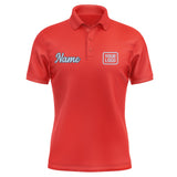 Custom Orange Red Light Blue Short-Sleeve Polo Shirt