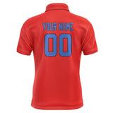 Custom Orange Red Sky Blue Short-Sleeve Polo Shirt