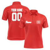 Custom Orange Red White Short-Sleeve Polo Shirt