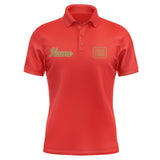 Custom Orange Red Khaki Short-Sleeve Polo Shirt