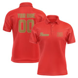 Custom Orange Red Khaki Short-Sleeve Polo Shirt