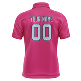 Custom Pink Light Blue Short-Sleeve Polo Shirt