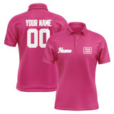 Custom Pink White Short-Sleeve Polo Shirt
