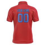 Custom Red Sky Blue Short-Sleeve Polo Shirt