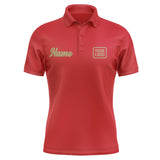Custom Red Light Khaki Short-Sleeve Polo Shirt