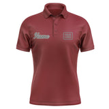Custom Crimson Red Dark Grey Short-Sleeve Polo Shirt