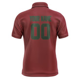 Custom Crimson Red Dark Green Short-Sleeve Polo Shirt