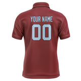 Custom Crimson Red Light Blue Short-Sleeve Polo Shirt