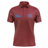 Custom Crimson Red Sky Blue Short-Sleeve Polo Shirt