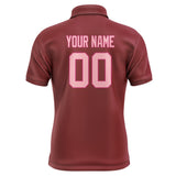 Custom Crimson Red Light Pink Short-Sleeve Polo Shirt