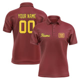 Custom Crimson Red Gold Short-Sleeve Polo Shirt