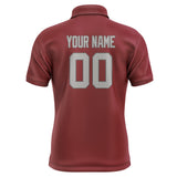 Custom Crimson Red Gray Short-Sleeve Polo Shirt