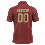 Custom Crimson Red Light Khaki Short-Sleeve Polo Shirt