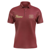 Custom Crimson Red Light Khaki Short-Sleeve Polo Shirt