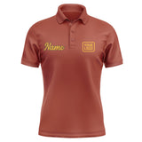 Custom Coral Red Yellow Short-Sleeve Polo Shirt