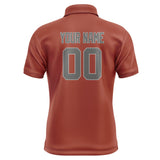 Custom Coral Red Dark Grey Short-Sleeve Polo Shirt