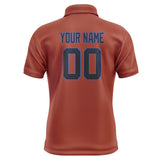 Custom Coral Red Navy Short-Sleeve Polo Shirt