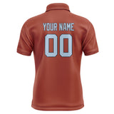 Custom Coral Red Light Blue Short-Sleeve Polo Shirt