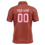 Custom Coral Red Light Pink Short-Sleeve Polo Shirt