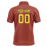 Custom Coral Red Gold Short-Sleeve Polo Shirt