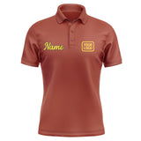 Custom Coral Red Gold Short-Sleeve Polo Shirt