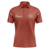 Custom Coral Red Light Khaki Short-Sleeve Polo Shirt