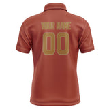 Custom Coral Red Khaki Short-Sleeve Polo Shirt