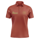 Custom Coral Red Khaki Short-Sleeve Polo Shirt