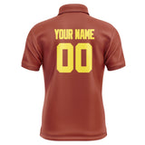 Custom Coral Red Light Yellow Short-Sleeve Polo Shirt