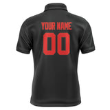 Custom Black Orange Red Short-Sleeve Polo Shirt