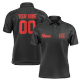 Custom Black Orange Red Short-Sleeve Polo Shirt