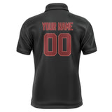 Custom Black Crimson Red Short-Sleeve Polo Shirt
