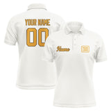 Custom White Yellow Short-Sleeve Polo Shirt