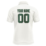 Custom White Green Short-Sleeve Polo Shirt