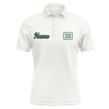 Custom White Green Short-Sleeve Polo Shirt
