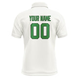 Custom White Emerald Green Short-Sleeve Polo Shirt