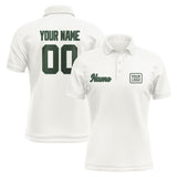 Custom White Dark Green Short-Sleeve Polo Shirt