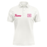 Custom White Pink Short-Sleeve Polo Shirt