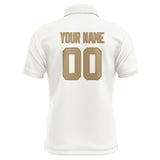 Custom White Light Khaki Short-Sleeve Polo Shirt