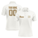 Custom White Light Khaki Short-Sleeve Polo Shirt