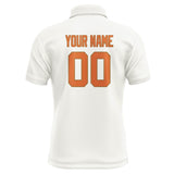 Custom White Orange Short-Sleeve Polo Shirt