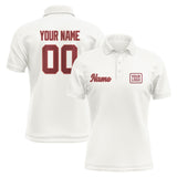 Custom White Crimson Red Short-Sleeve Polo Shirt
