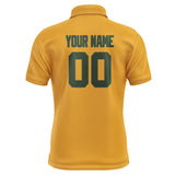 Custom Yellow Dark Green Short-Sleeve Polo Shirt