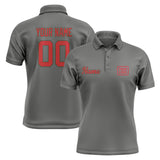 Custom Dark Grey Red Short-Sleeve Polo Shirt