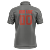 Custom Dark Grey Coral Red Short-Sleeve Polo Shirt