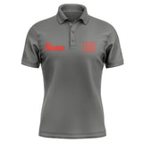 Custom Dark Grey Orange Red Short-Sleeve Polo Shirt