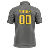 Custom Dark Grey Gold Short-Sleeve Polo Shirt