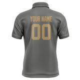 Custom Dark Grey Light Khaki Short-Sleeve Polo Shirt