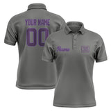 Custom Dark Grey Purple Short-Sleeve Polo Shirt
